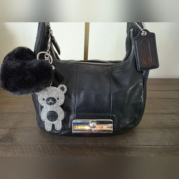 Coach Black Leather Kristen Hobo Bag With Crossbody Strap & Unbranded Charm - Picture 13 of 16